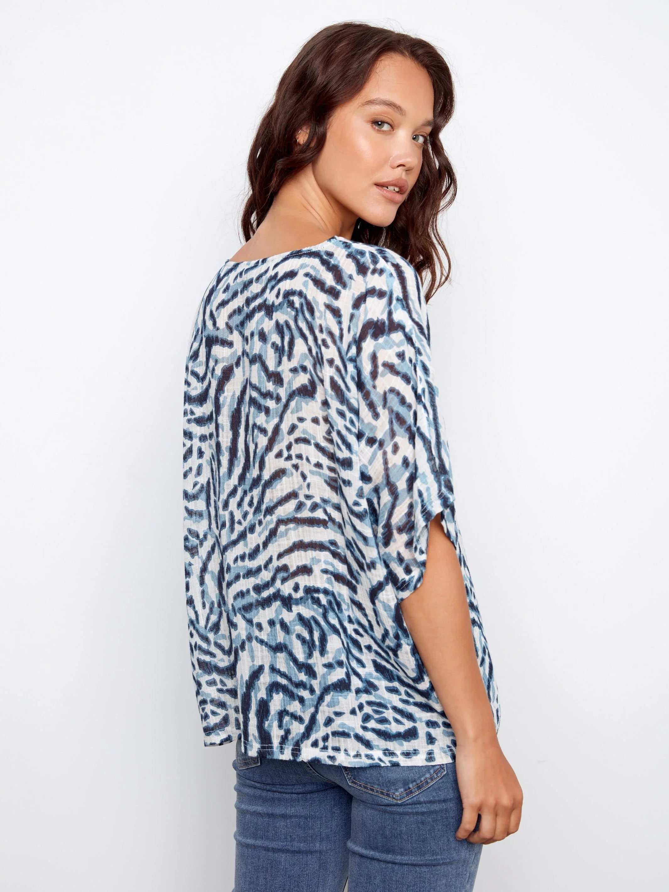 Printed Dolman Blouse