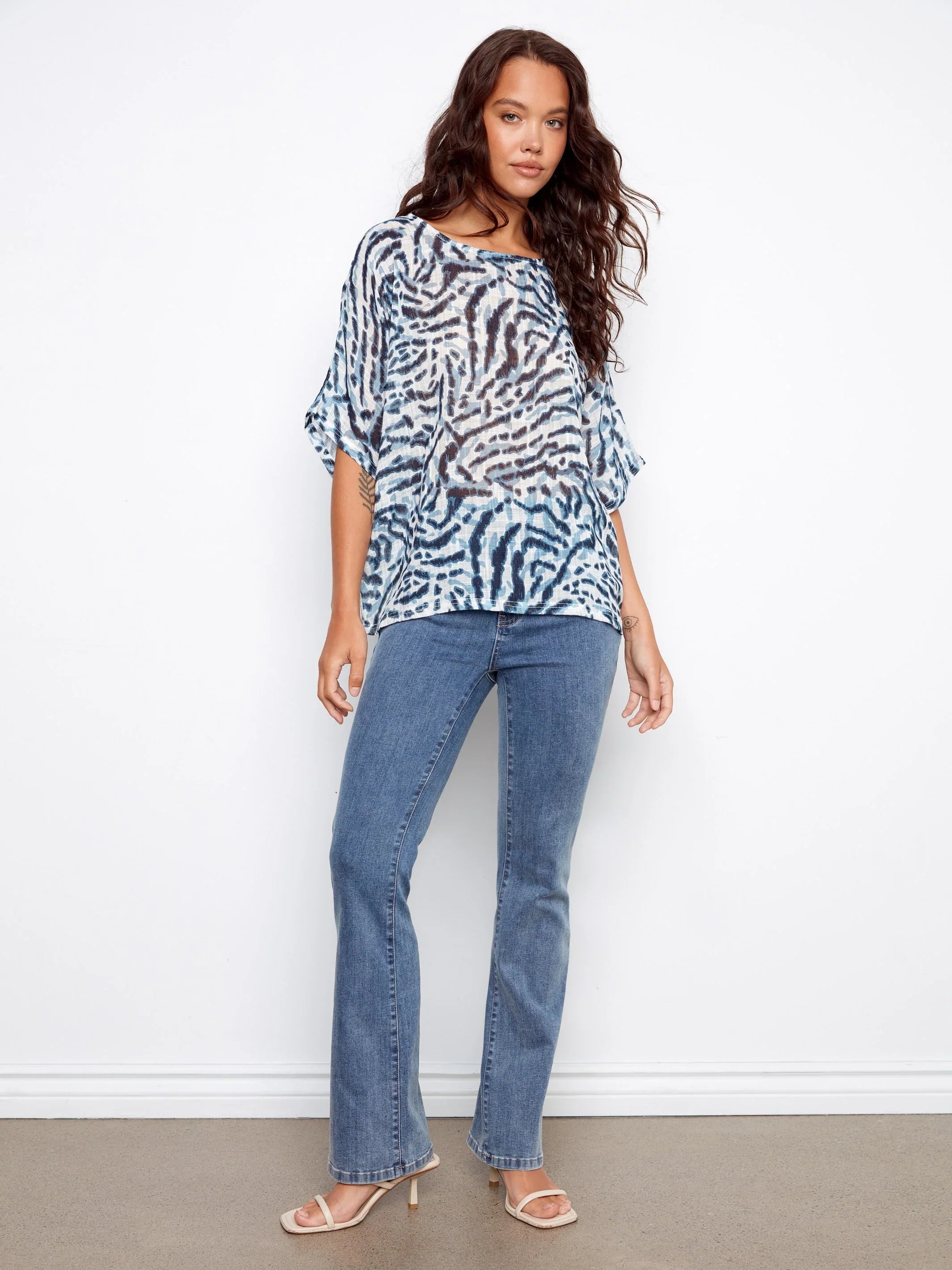 Printed Dolman Blouse