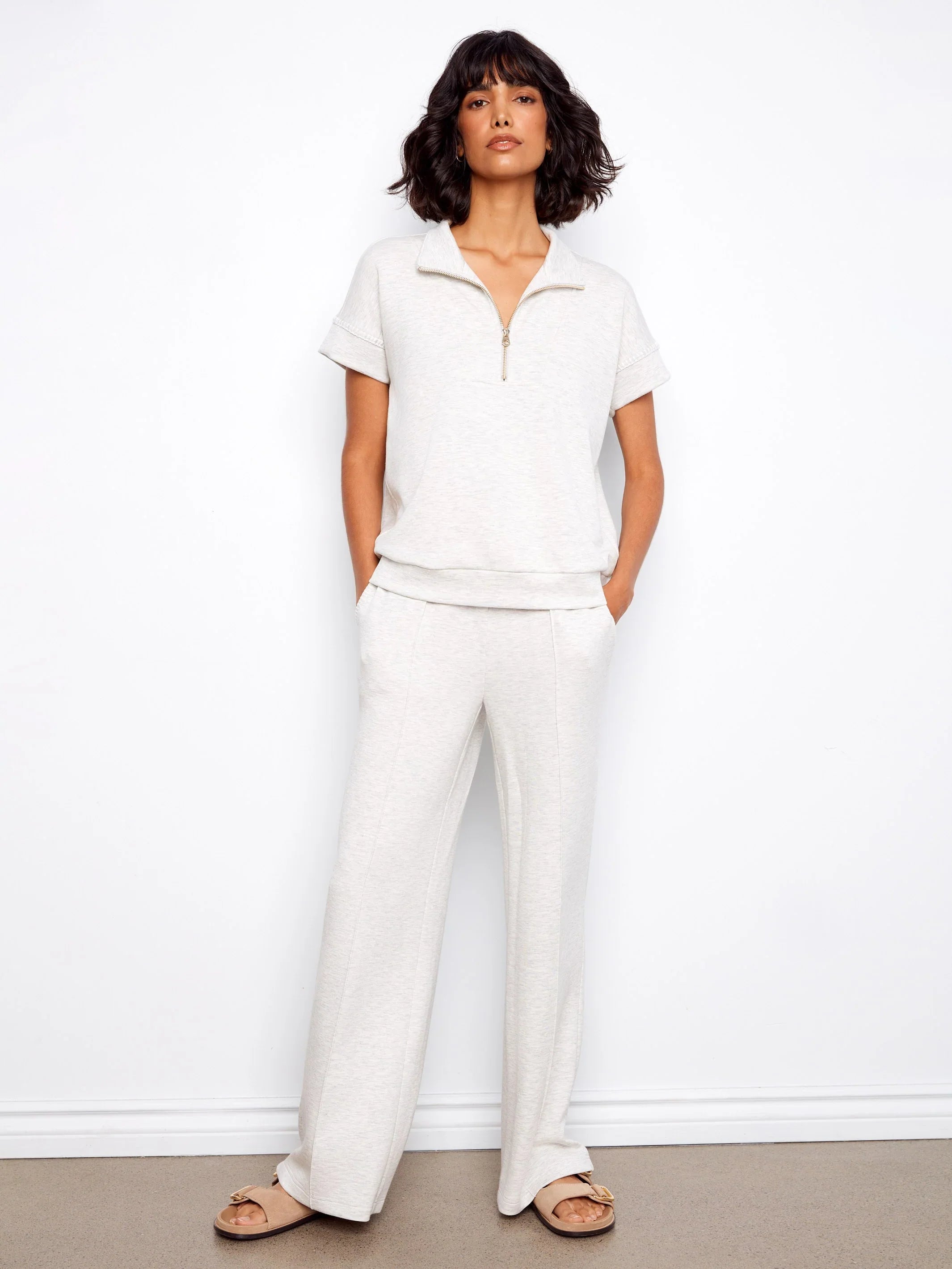 Chic Soft Mock-Neck Short-Sleeve Top