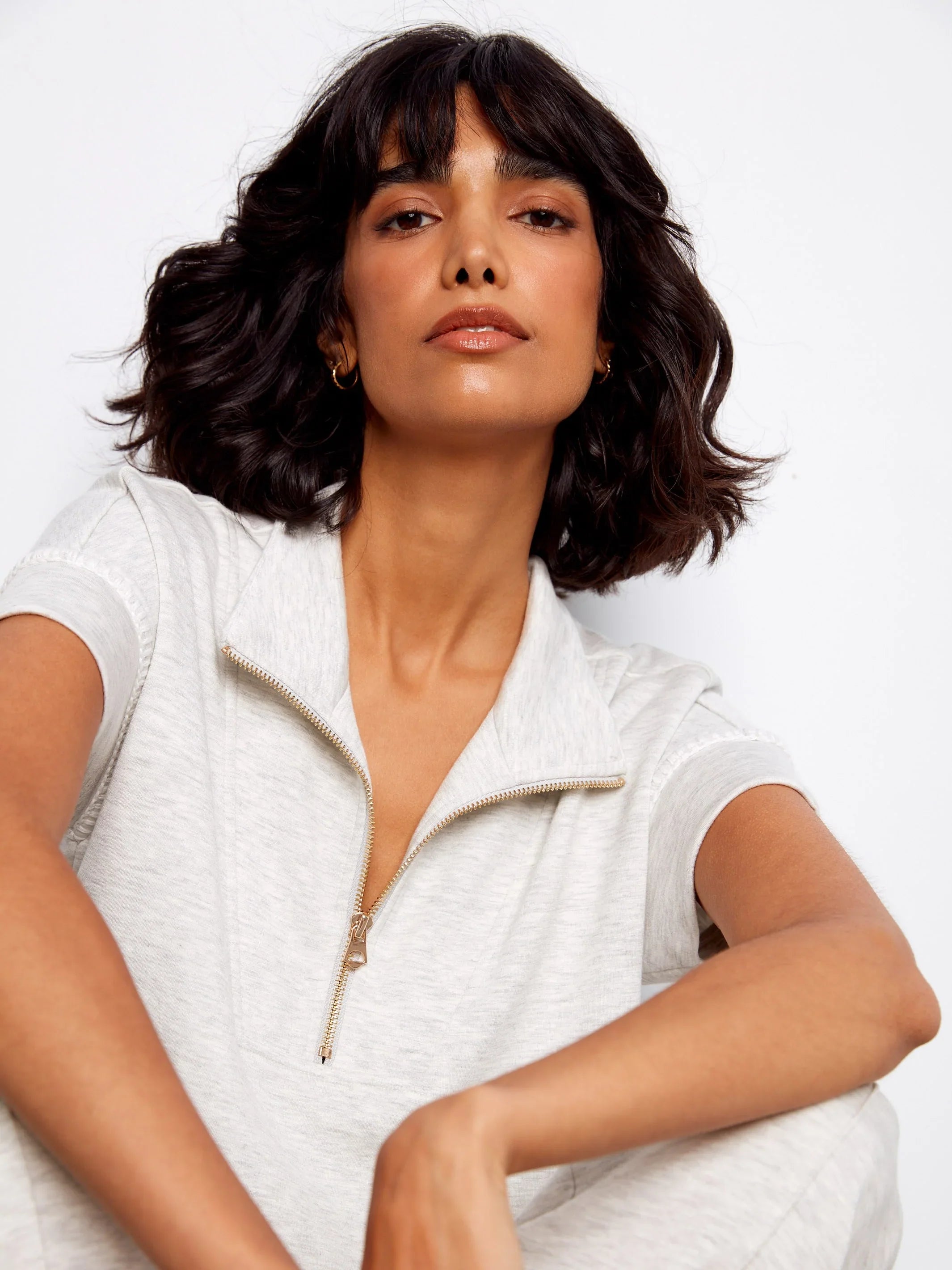 Chic Soft Mock-Neck Short-Sleeve Top