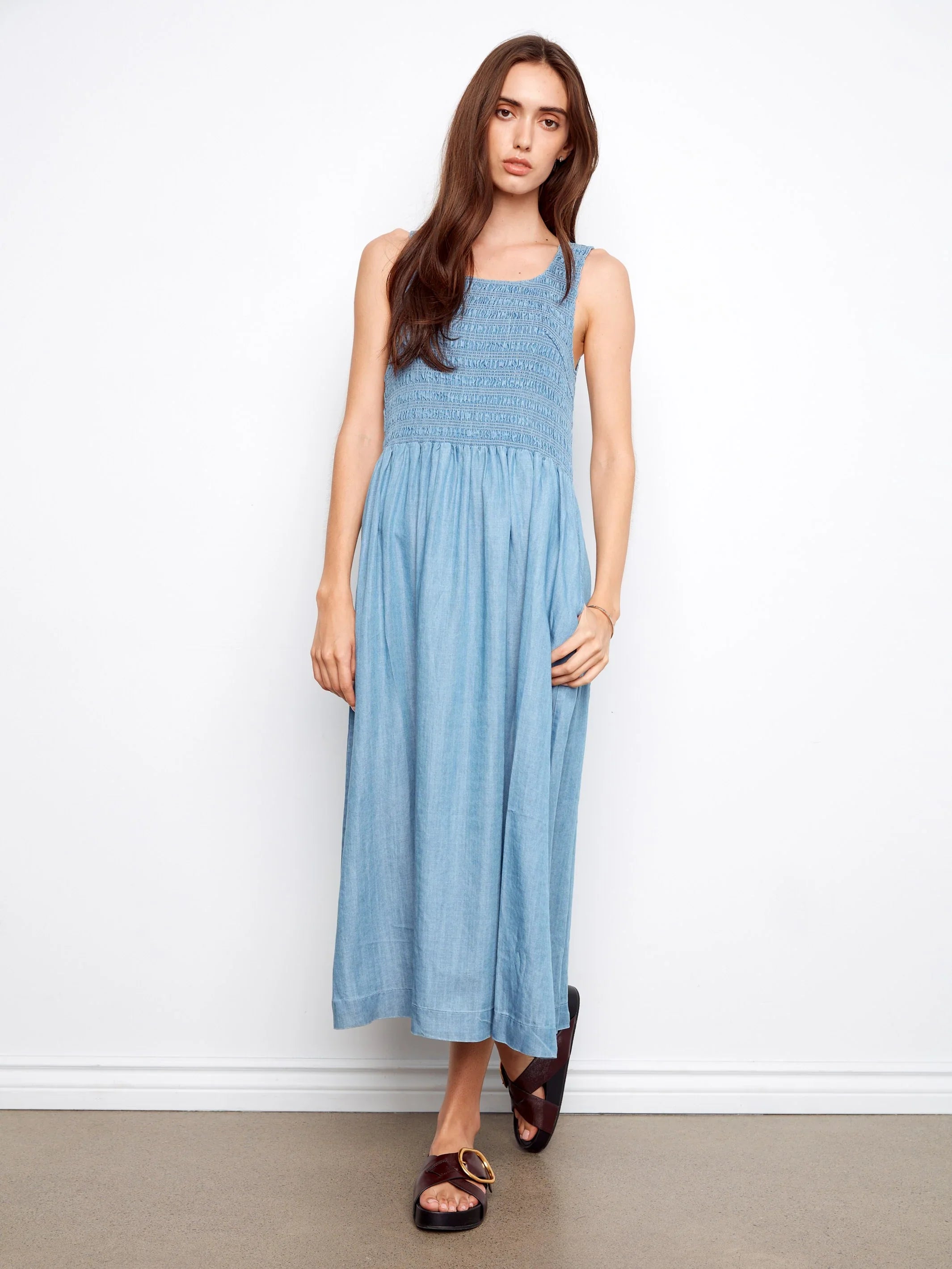 Sleeveless Smocked Maxi Dress