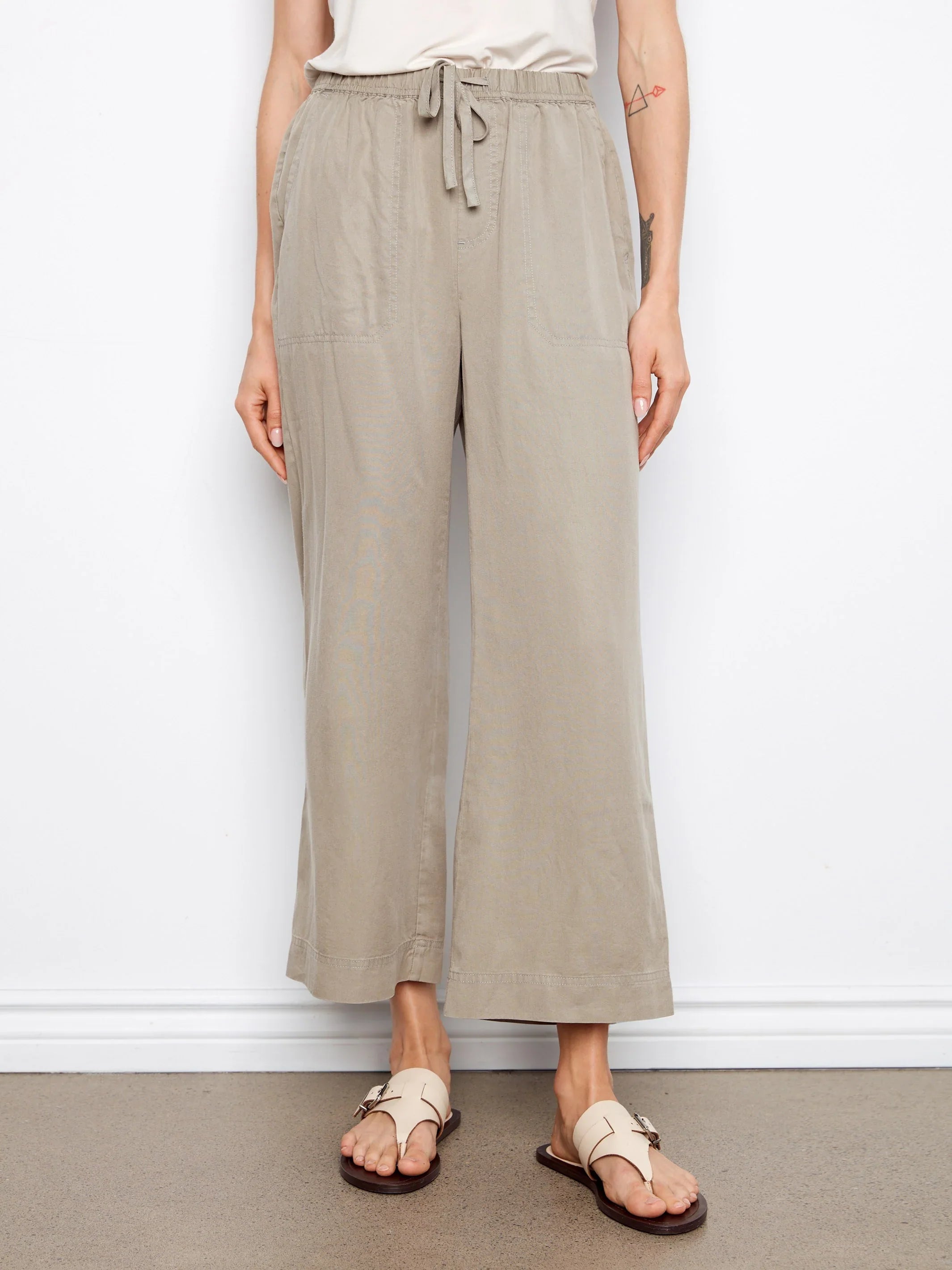 Tencel Wide Leg Jogger Pants - Sage