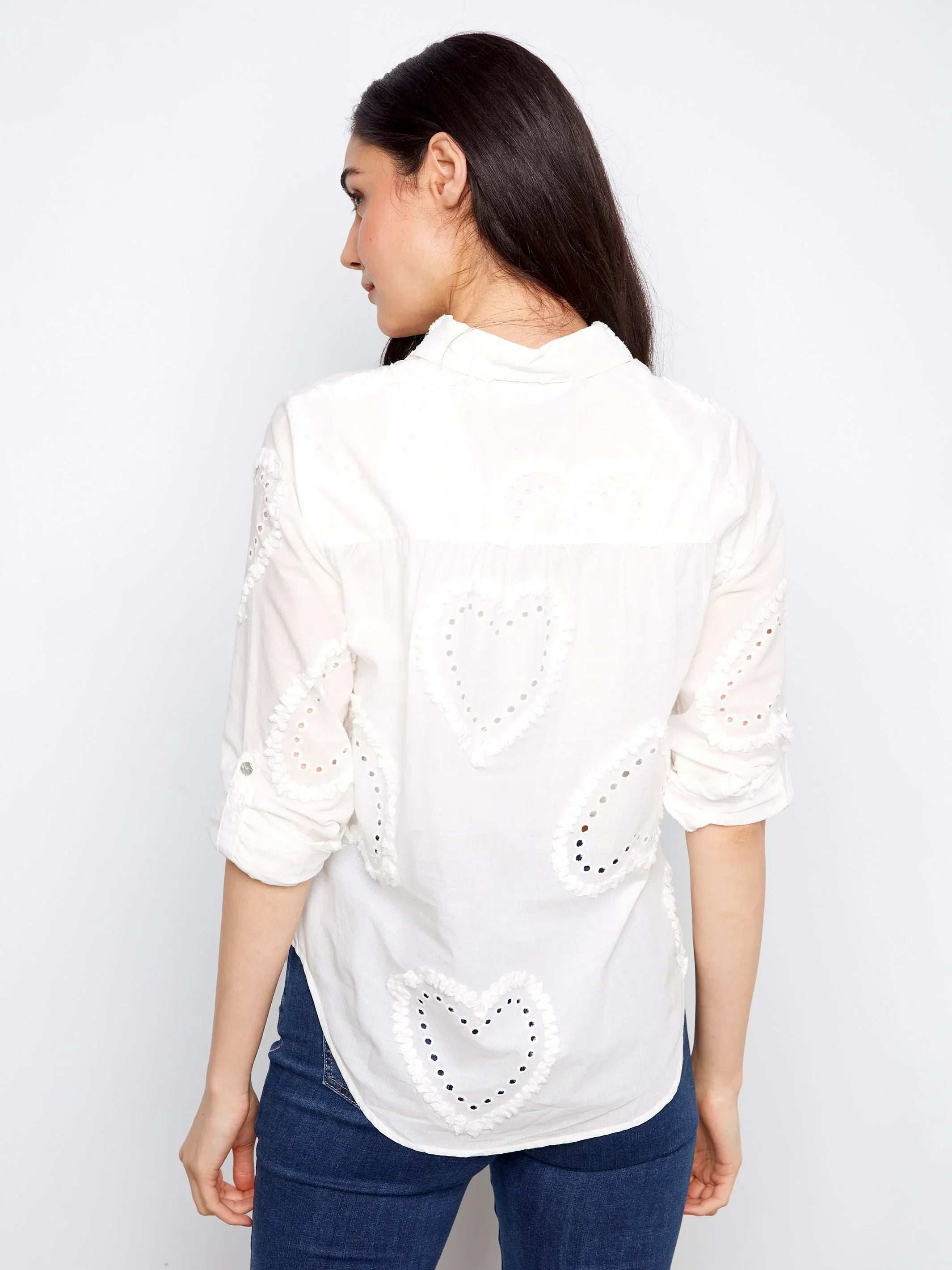 Button-Down Textured Blouse