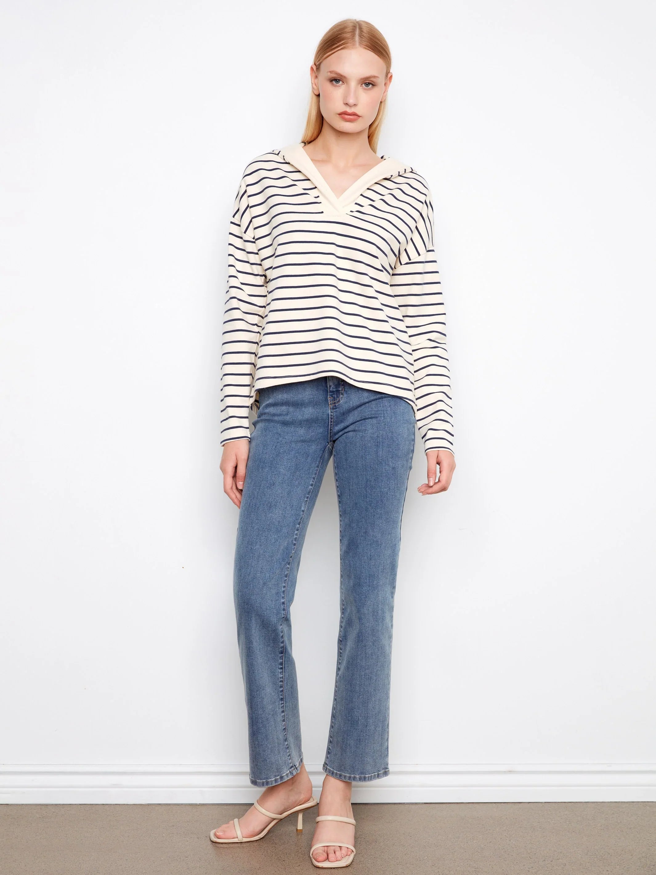 Chic Striped Soft V-Neck Top