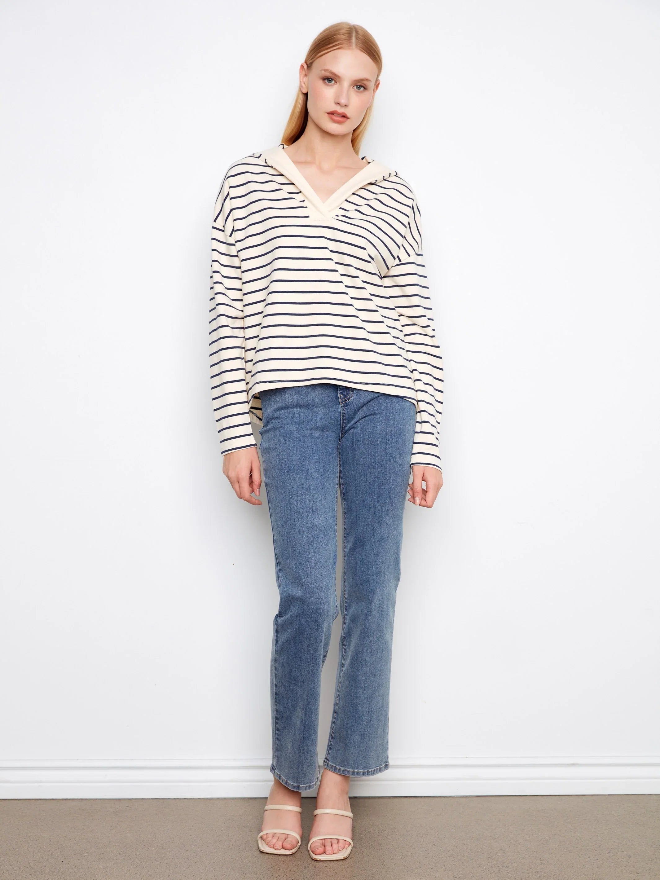Chic Striped Soft V-Neck Top