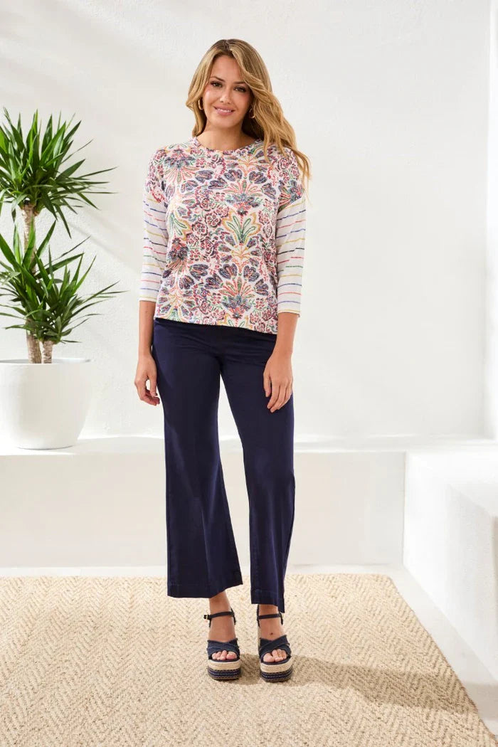 3/4 Sleeve Crew Neck Top