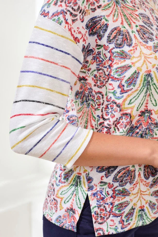 3/4 Sleeve Crew Neck Top