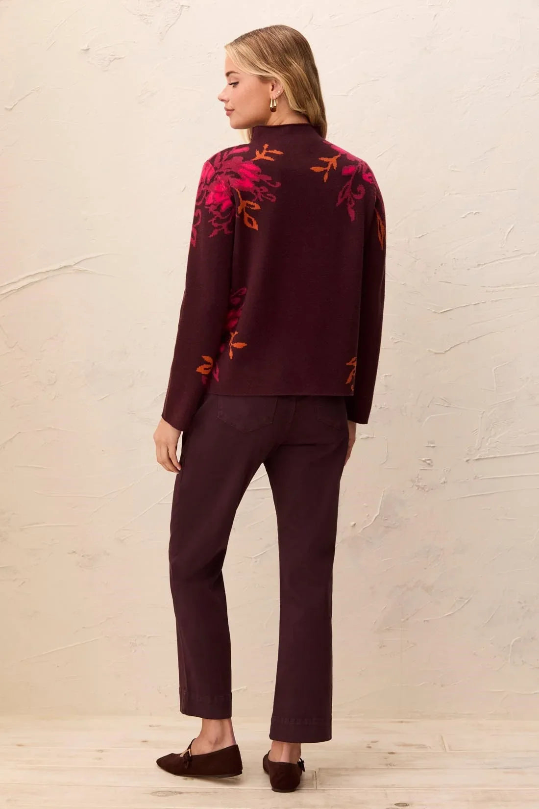 Tribal Double Knit Knit Funnel Neck Sweater Long Sleeve Sweater - Style 32270-8012