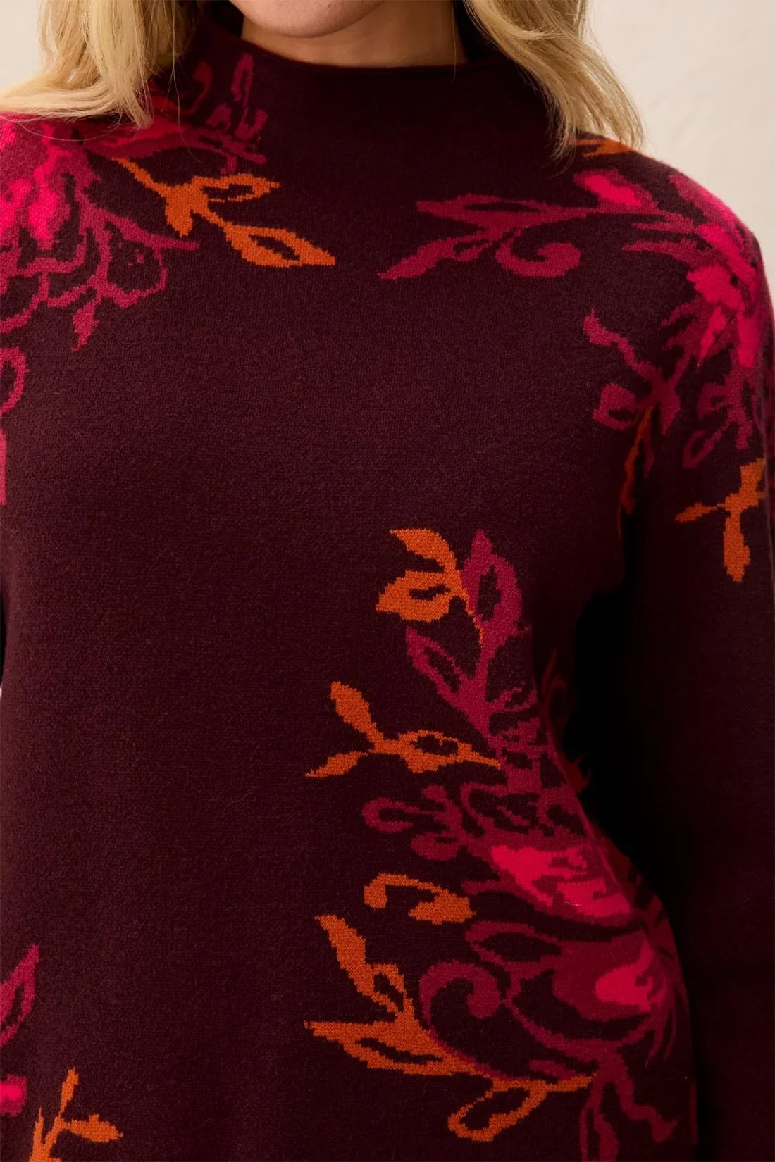 Tribal Double Knit Knit Funnel Neck Sweater Long Sleeve Sweater - Style 32270-8012