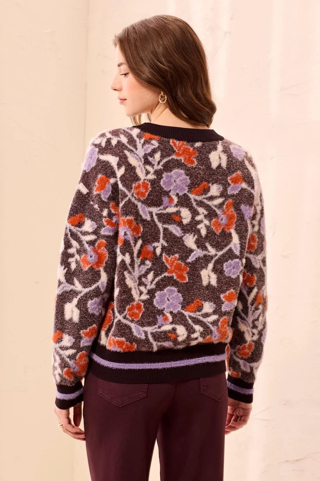 Tribal Eyelash Embroidered Long Sleeve Mock Neck Knit Sweater - Style 31510-8485