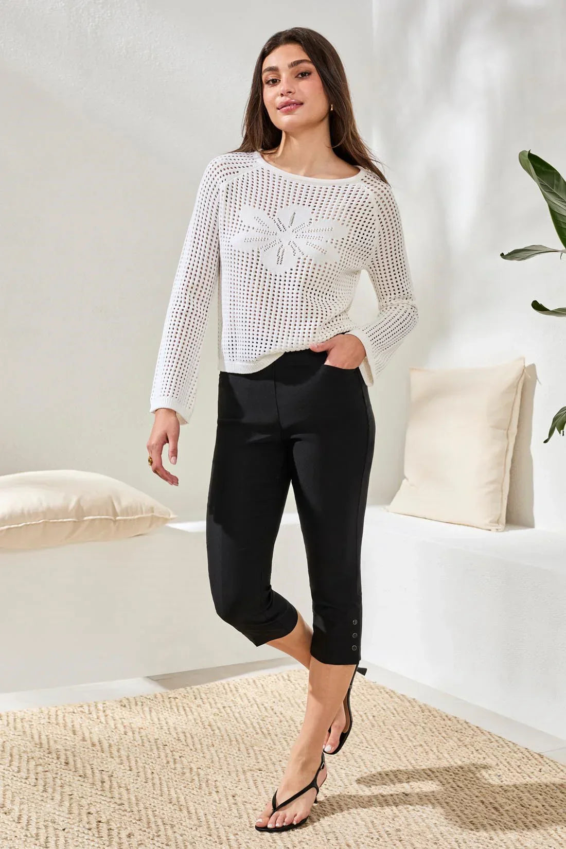 Slim-Leg Pull-On Cropped Pants