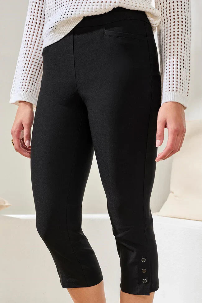Slim-Leg Pull-On Cropped Pants