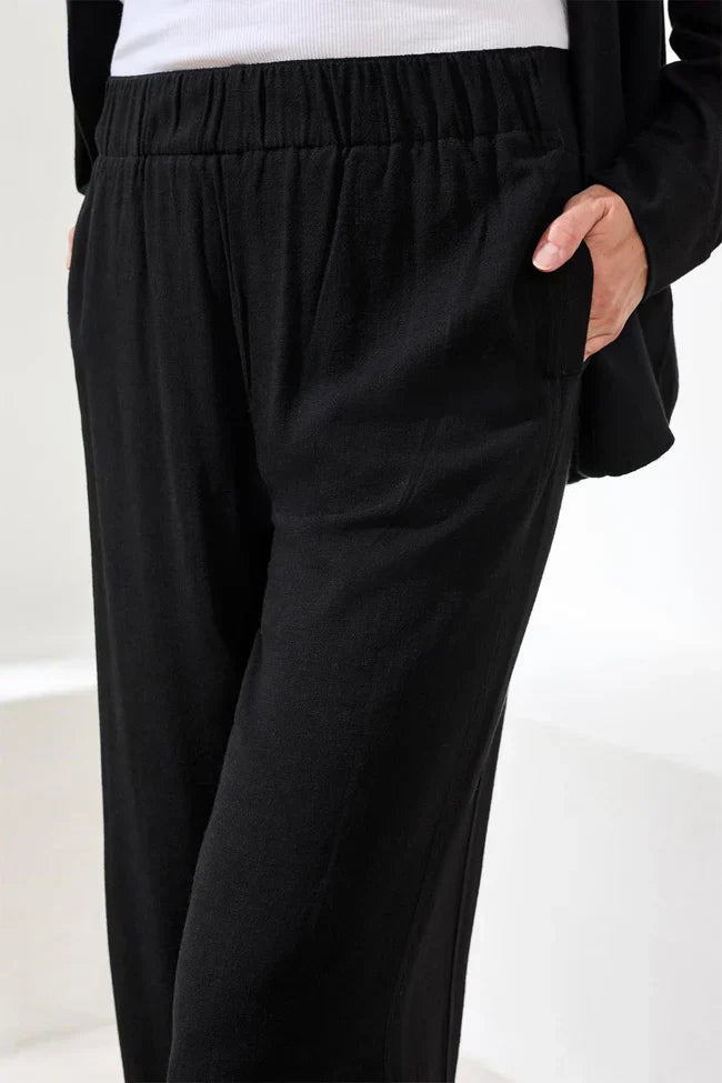Wide-Leg Pull-On Ankle Pants