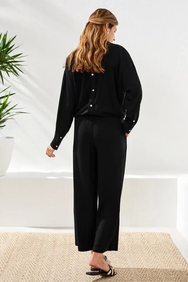 Wide-Leg Pull-On Ankle Pants