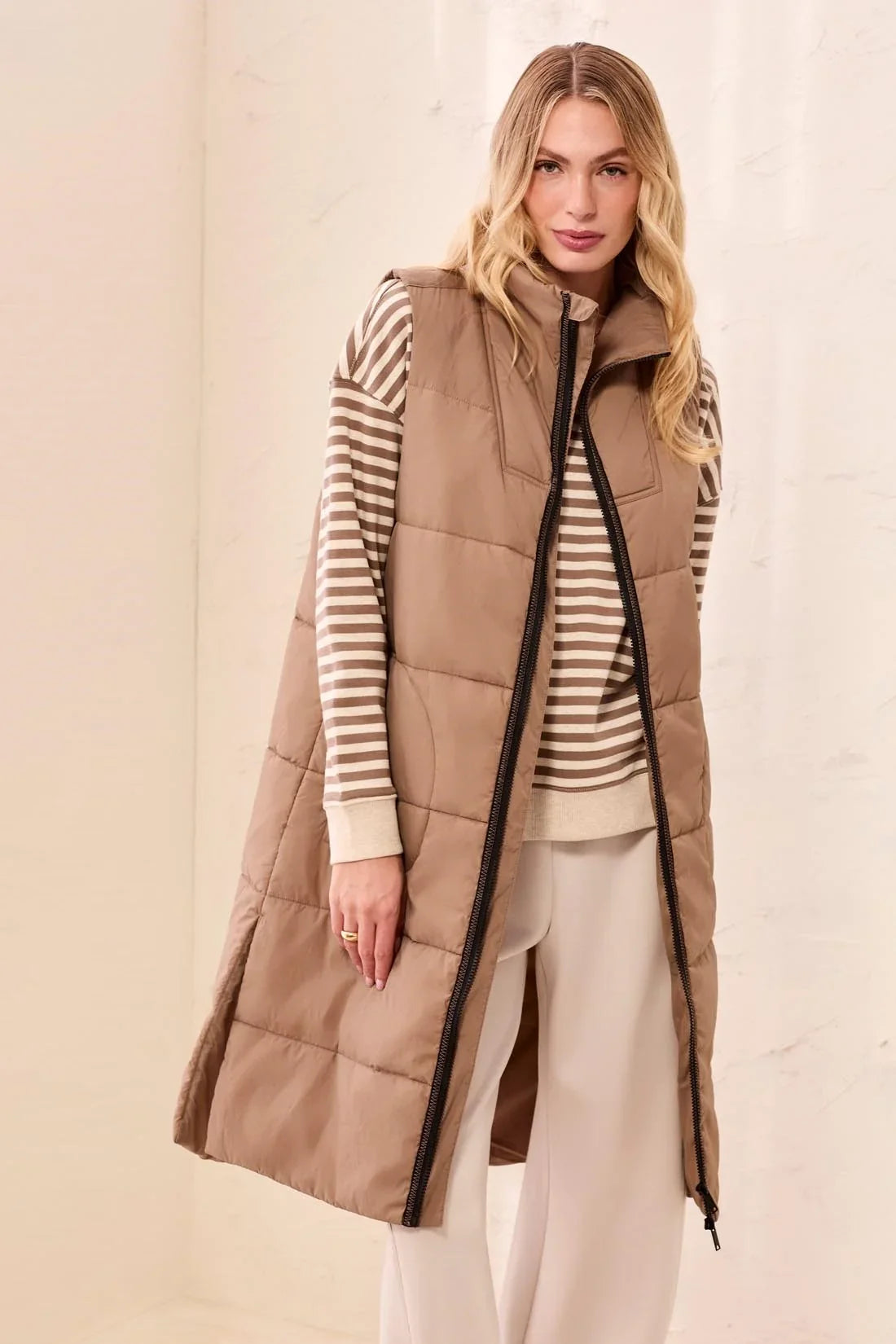 Tribal Zip Front Quilted Vest - Style 2314O-3823
