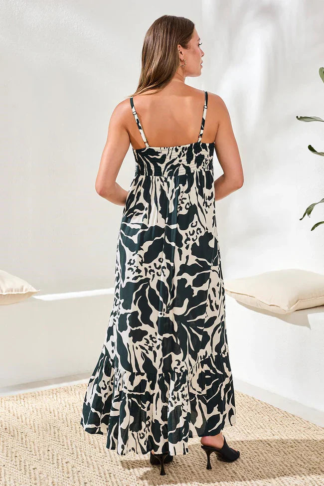 Smocked Frill Maxi Dress
