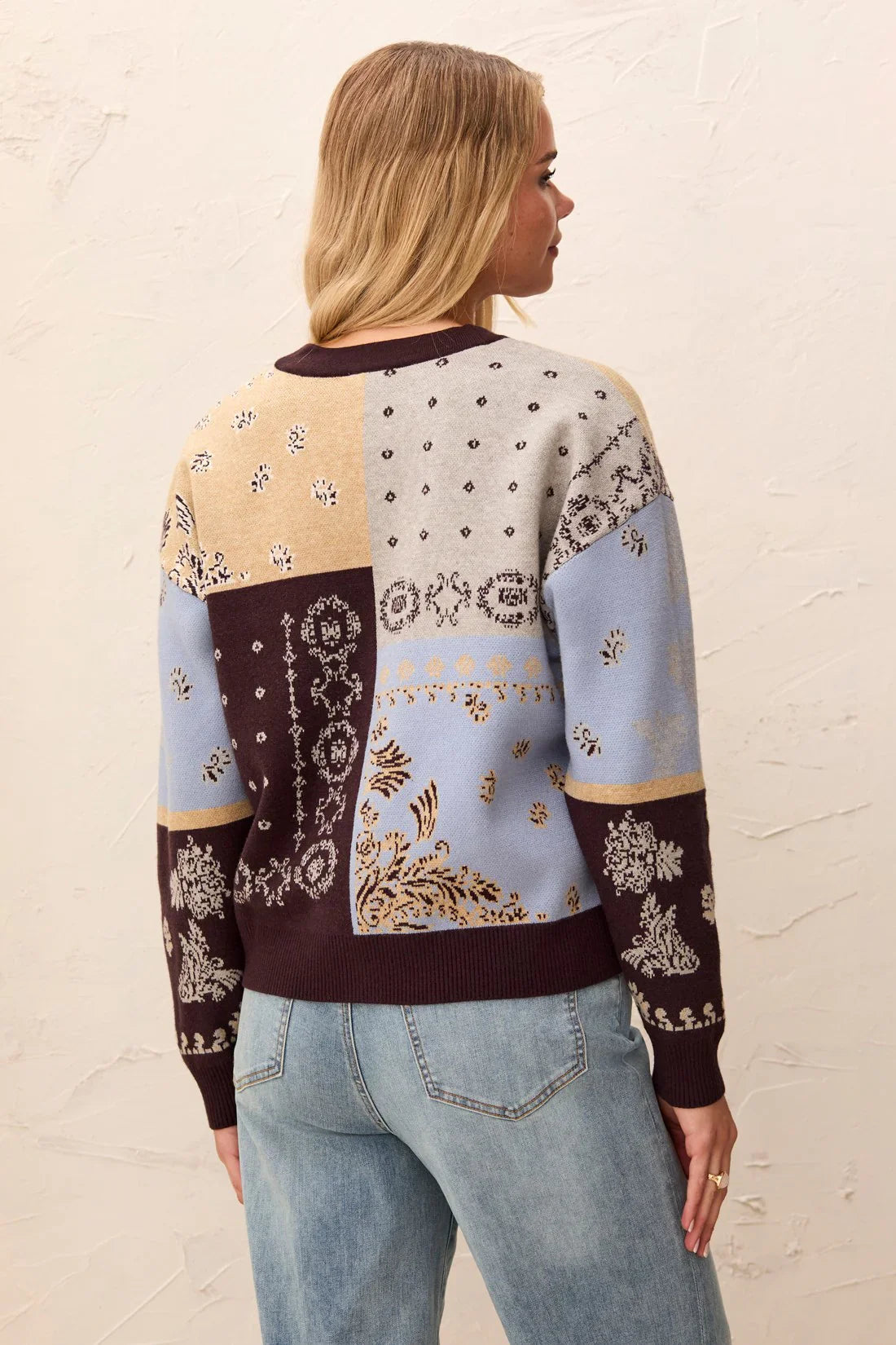 Tribal Novelty Jacquard V-Neck Sweater Cardigan - Style 63220-8277