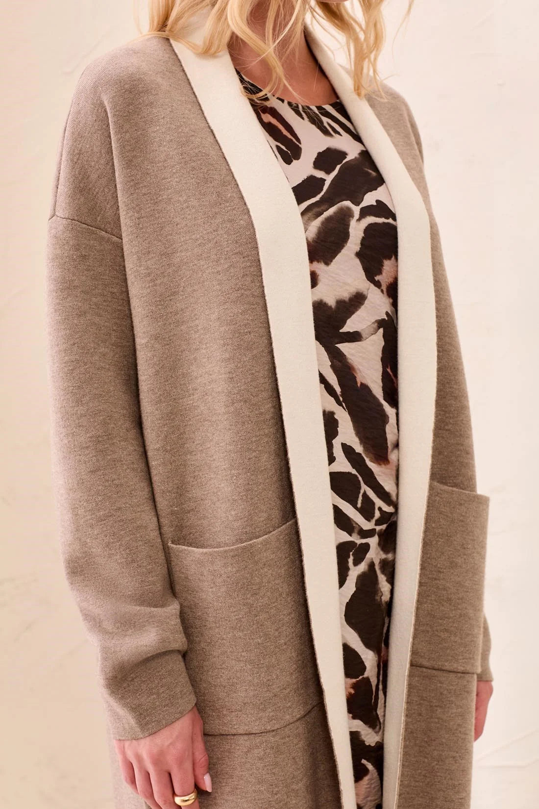 Tribal Open Coatigan With Patch Pockets - Style 15230-3115