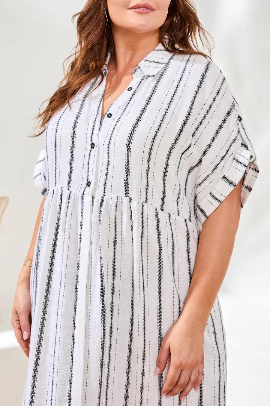 Striped Yarn-Dye Flowy Dress