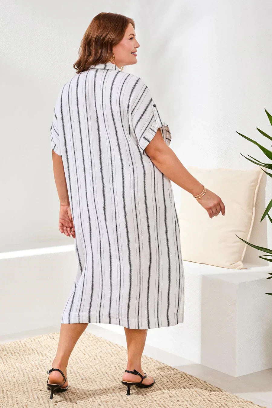 Striped Yarn-Dye Flowy Dress