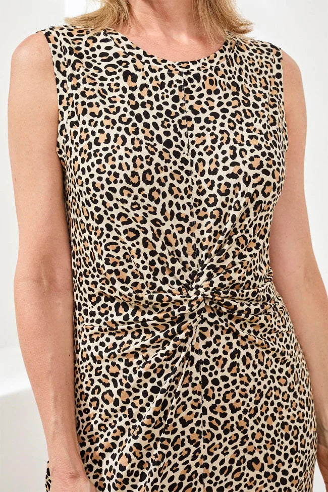 Printed V-Neck Sleeveless Dress