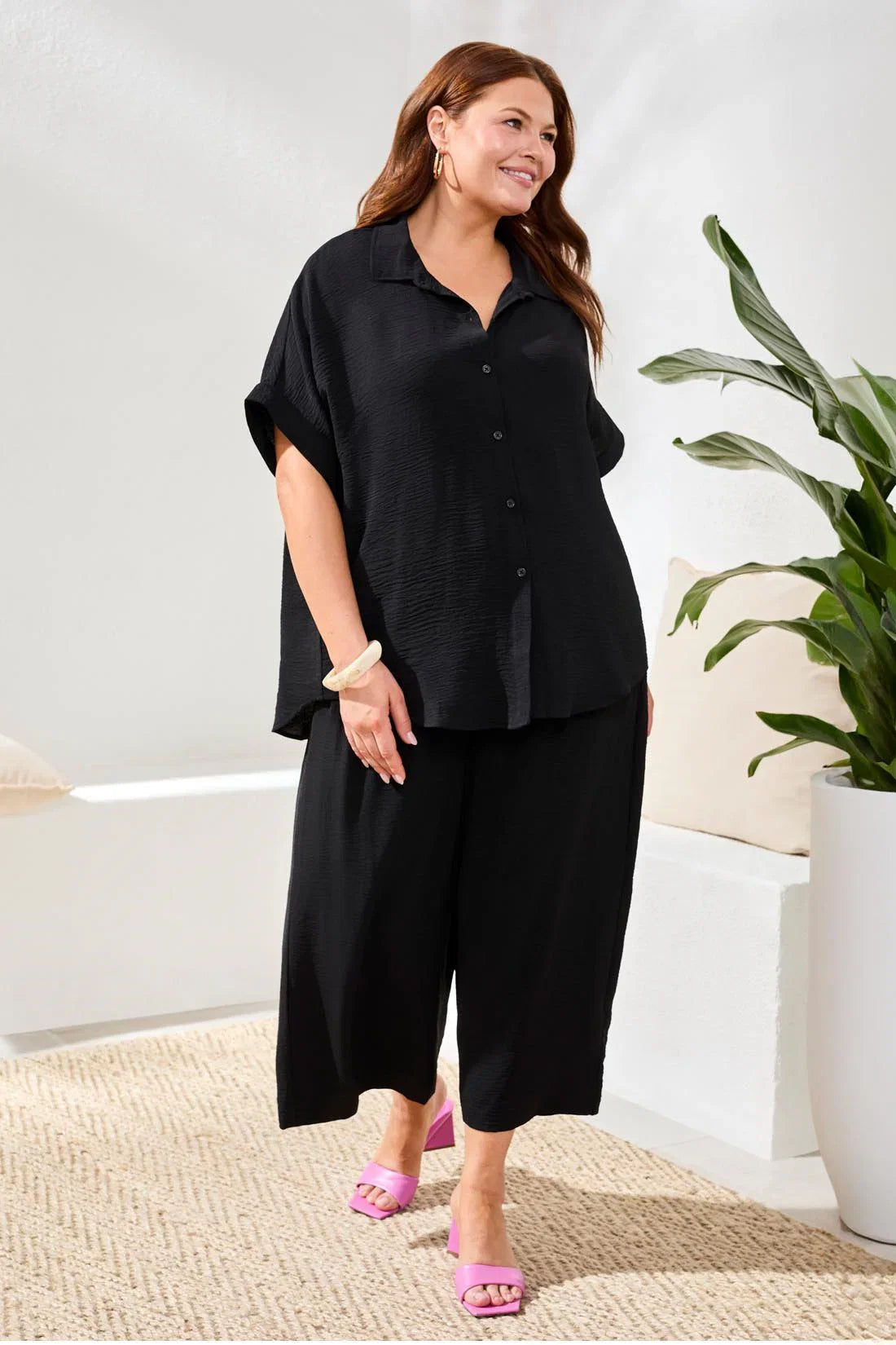 Airflow Relaxed Dolman Button-Down Shirt