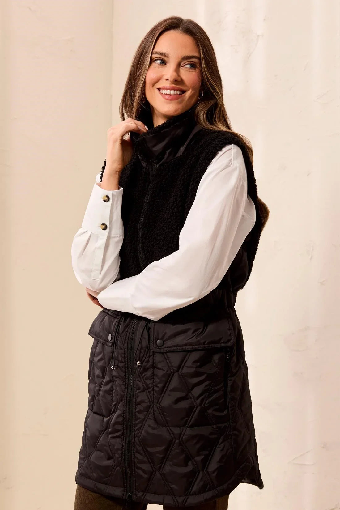 Tribal Mixed Media Sherpa Vest - Style 59400-4914