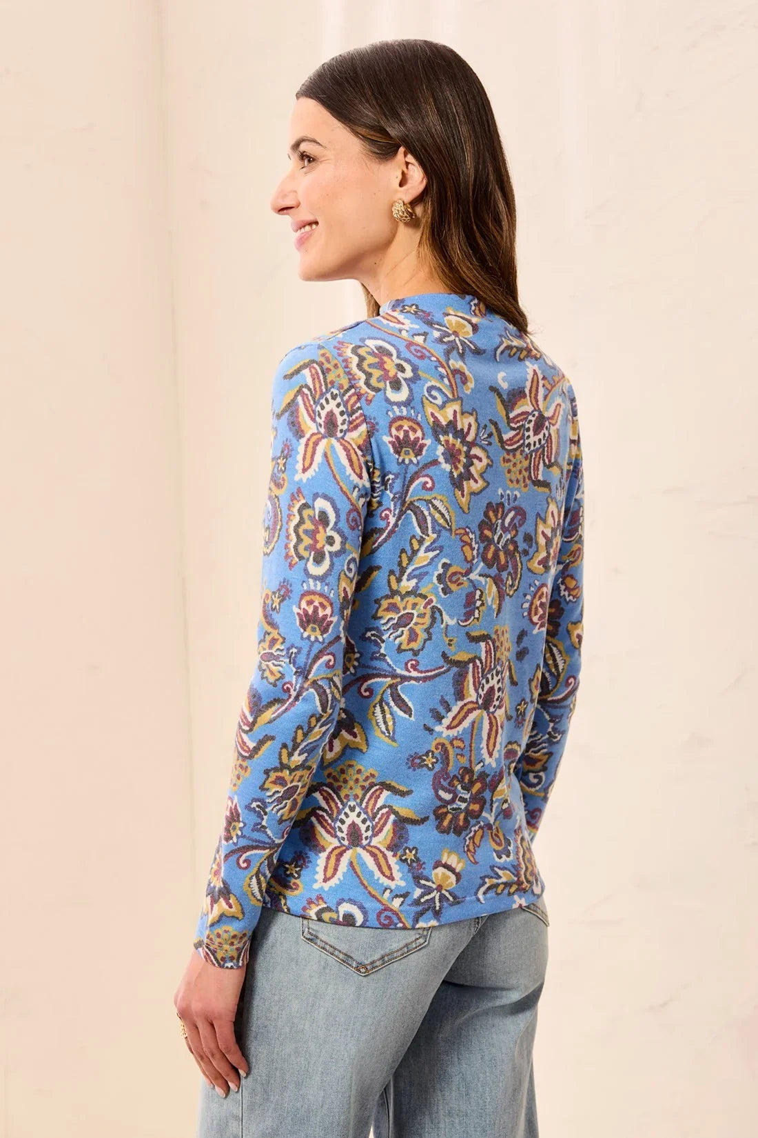 Tribal Soft Knit Funnel Neck Long Sleeve Top - Style 6275O-4214