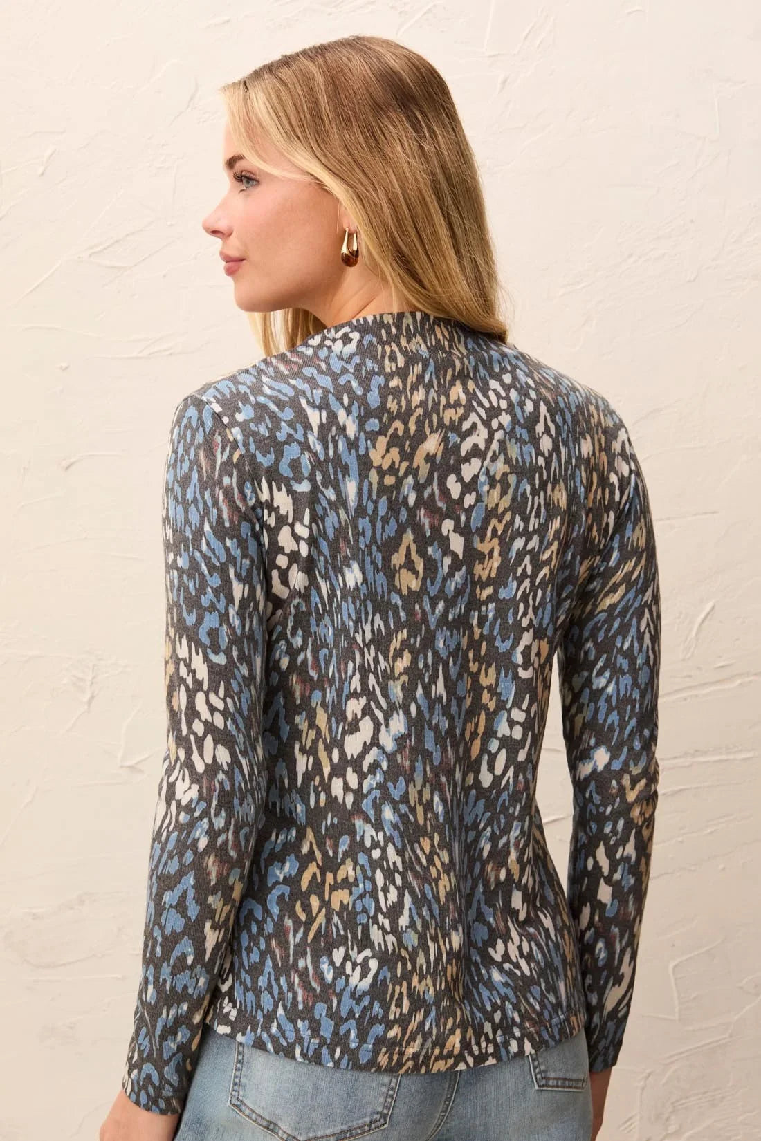 Tribal Soft Knit Funnel Neck Long Sleeve Top - Style 6275O-4214