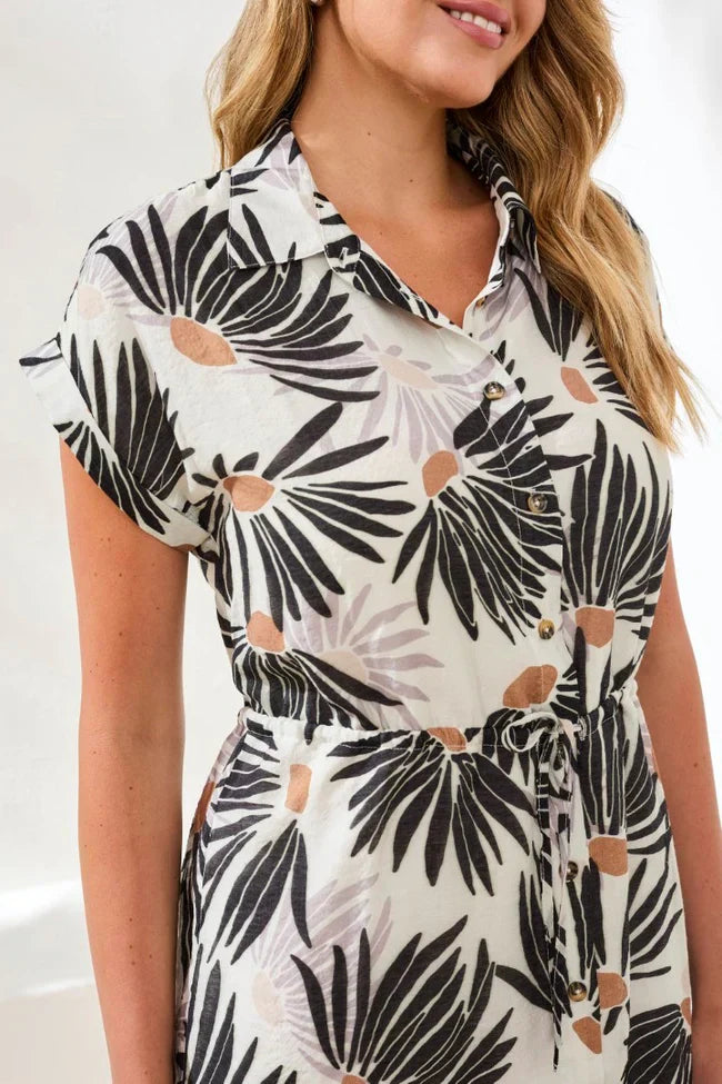 Printed Soft Short-Sleeve Dress