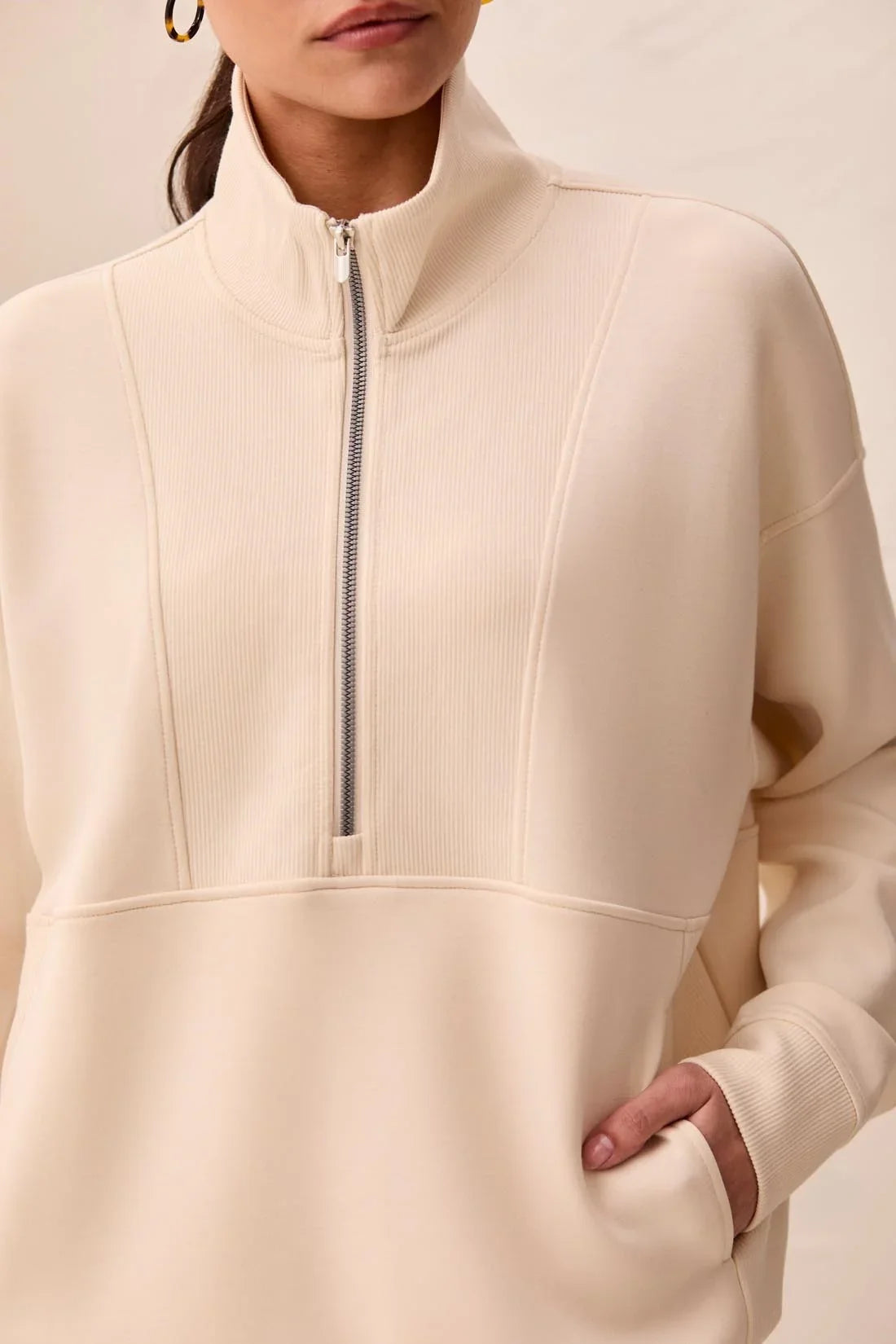 Tribal Quarter-Zip Funnel Neck Pullover - Style 3188O-3390