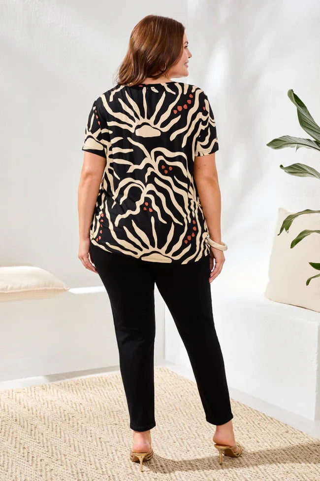 Crew Neck Top With Side Ruching