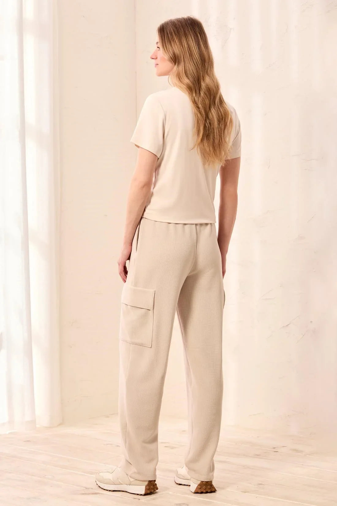 Tribal Waffle Knit Elastic Waist Cargo Joggers - Style 3278O-8561